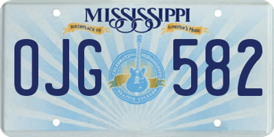 MS license plate OJG582