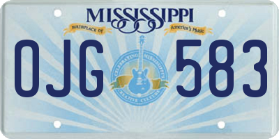 MS license plate OJG583