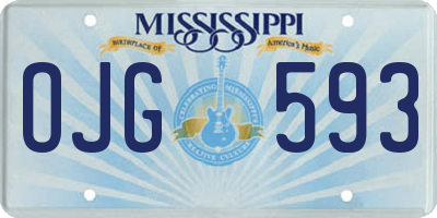 MS license plate OJG593