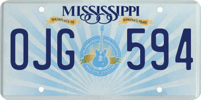 MS license plate OJG594