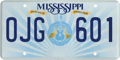 MS license plate OJG601