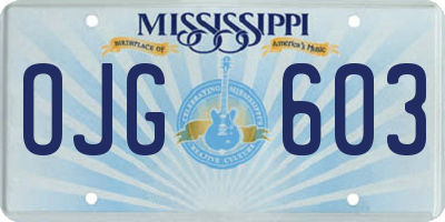 MS license plate OJG603