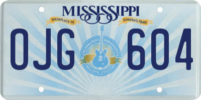 MS license plate OJG604
