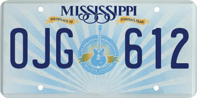 MS license plate OJG612