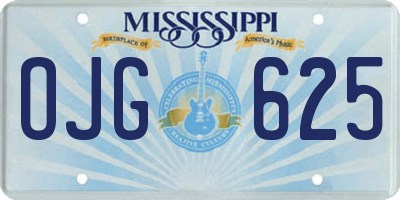 MS license plate OJG625