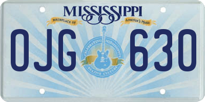 MS license plate OJG630