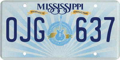 MS license plate OJG637