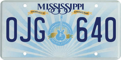 MS license plate OJG640