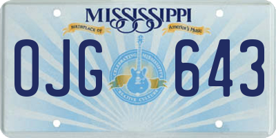 MS license plate OJG643