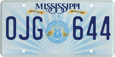 MS license plate OJG644