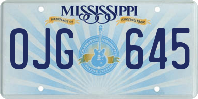 MS license plate OJG645