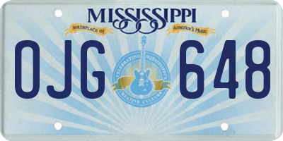 MS license plate OJG648