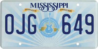 MS license plate OJG649