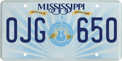 MS license plate OJG650
