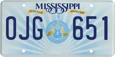 MS license plate OJG651