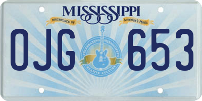 MS license plate OJG653