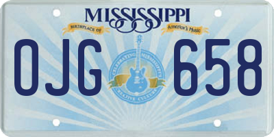 MS license plate OJG658