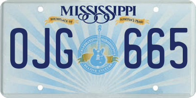 MS license plate OJG665
