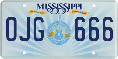 MS license plate OJG666