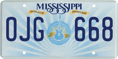 MS license plate OJG668