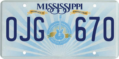 MS license plate OJG670