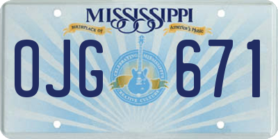 MS license plate OJG671