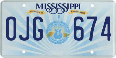 MS license plate OJG674