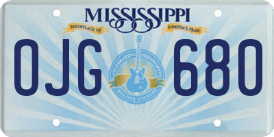 MS license plate OJG680