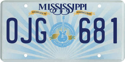 MS license plate OJG681