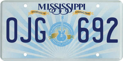 MS license plate OJG692