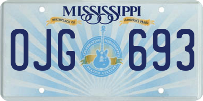 MS license plate OJG693
