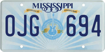 MS license plate OJG694