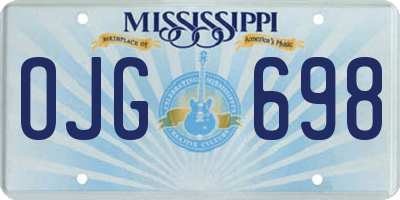 MS license plate OJG698