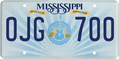 MS license plate OJG700