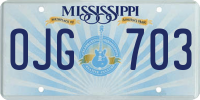 MS license plate OJG703