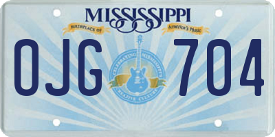 MS license plate OJG704