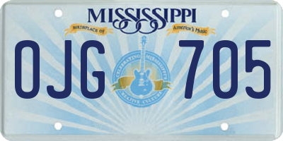 MS license plate OJG705