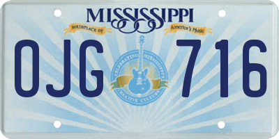 MS license plate OJG716