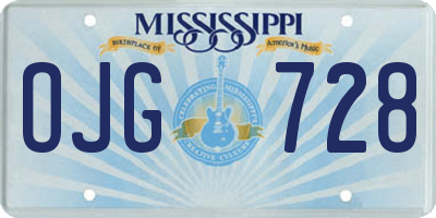 MS license plate OJG728