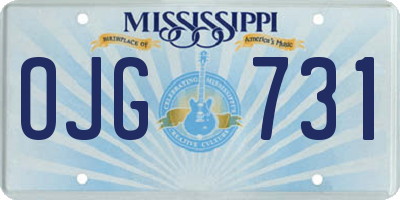 MS license plate OJG731