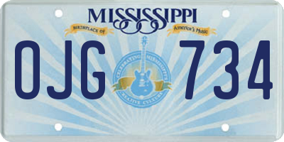 MS license plate OJG734