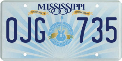 MS license plate OJG735