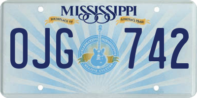 MS license plate OJG742