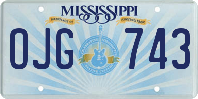 MS license plate OJG743