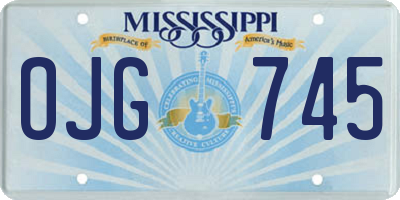 MS license plate OJG745