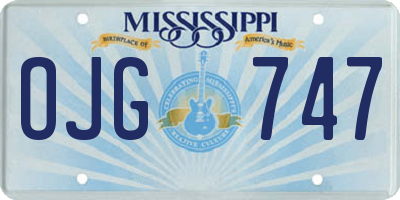 MS license plate OJG747