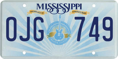 MS license plate OJG749