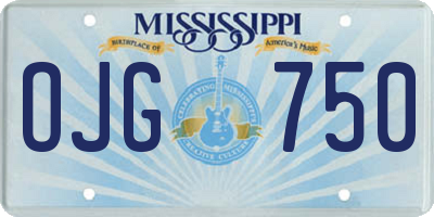 MS license plate OJG750