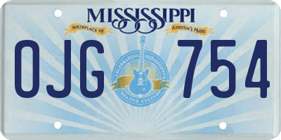 MS license plate OJG754