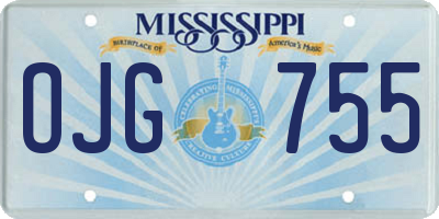 MS license plate OJG755